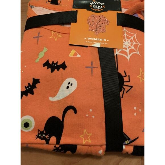 2pc Halloween Hyde and EEK Women's 2pc Pajama Set Orange Black Choose Your Size - Picture 3 of 16